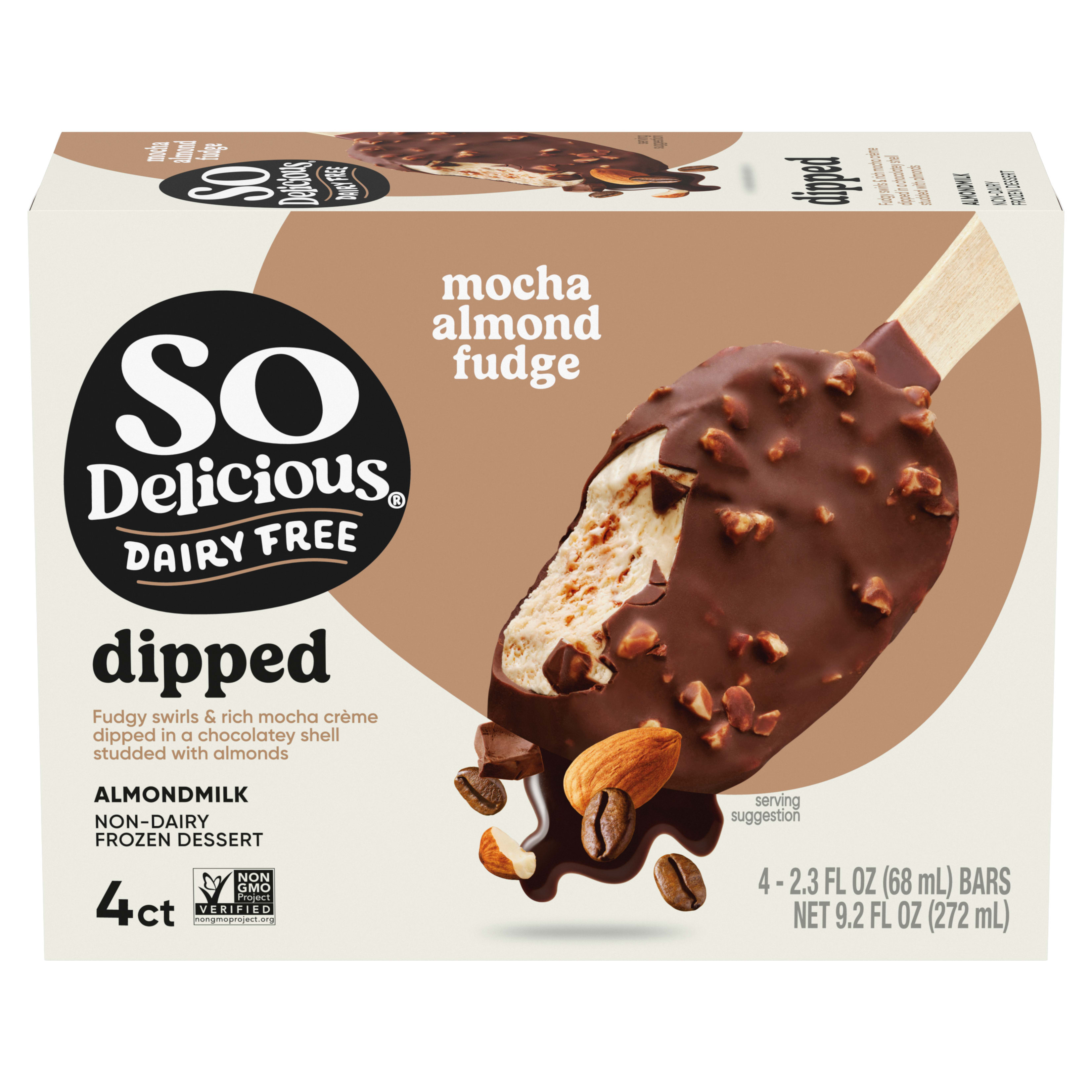 Mocha Almond Fudge Dipped Almondmilk Non-Dairy Frozen Dessert Bars
