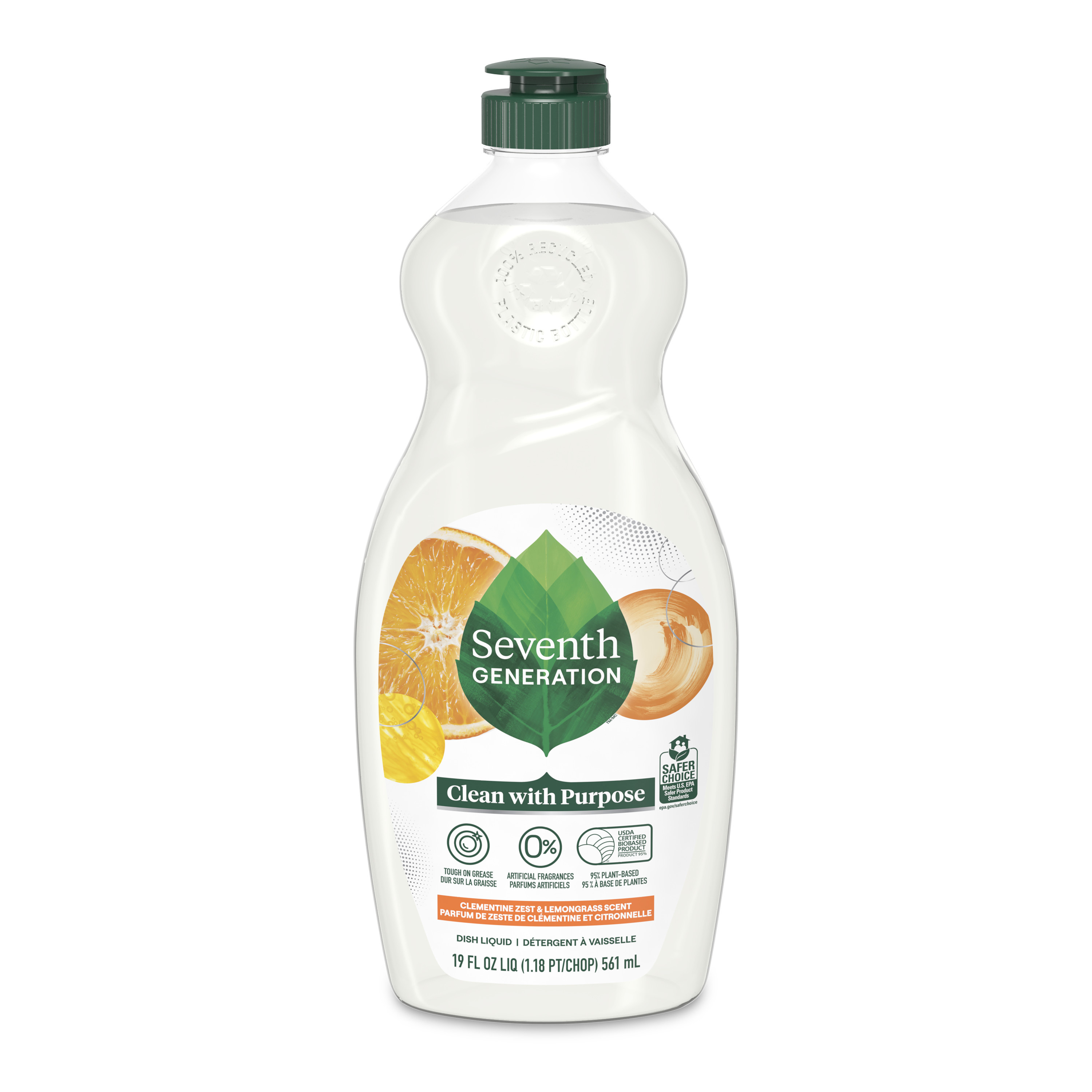 Seventh Generation Powered by Plants Clementine Zest & Lemongrass Scent Dish Liquid