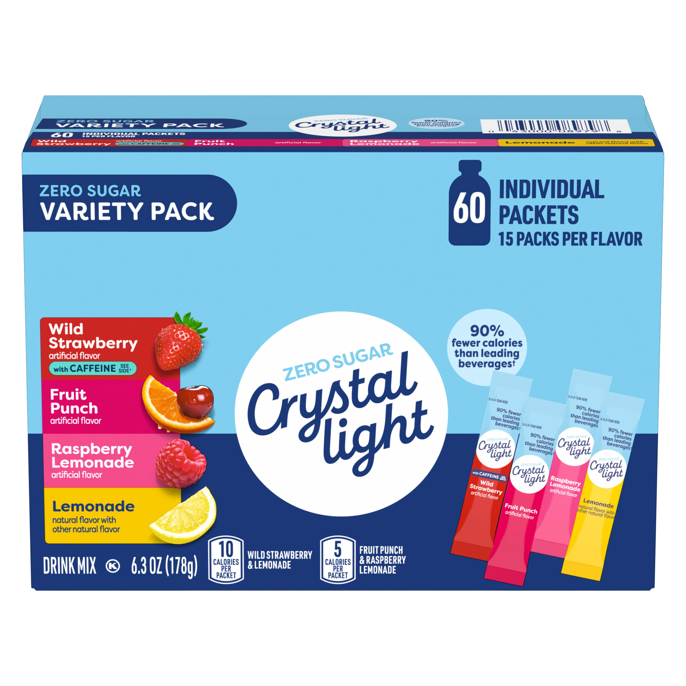 Crystal Light Lemonade, Fruit Punch, Raspberry Lemonade & Wild Strawberry Drink Mix Variety Pack