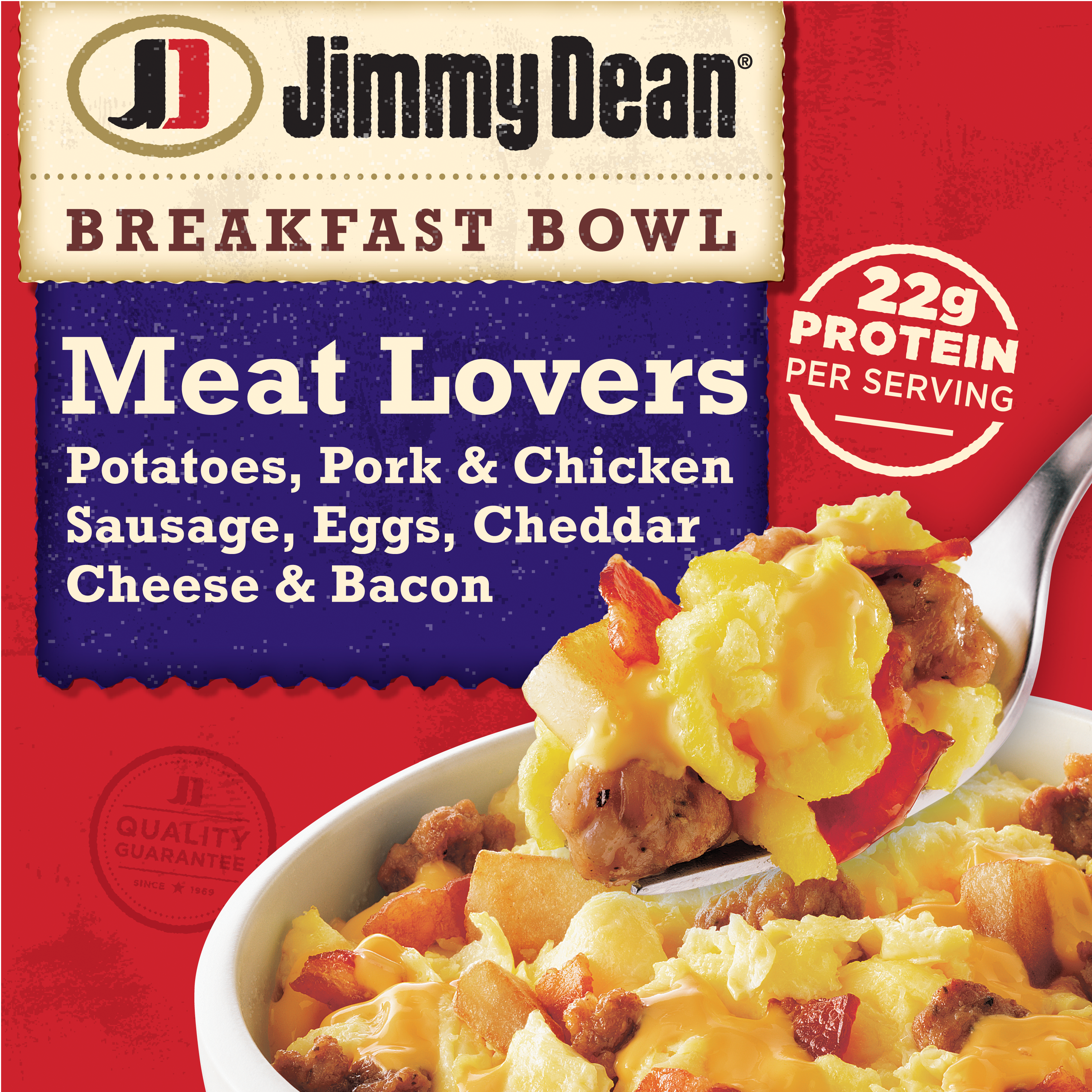 Meat Lovers Potatoes, Sausage, Eggs, Cheddar Cheese & Bacon Breakfast Bowl