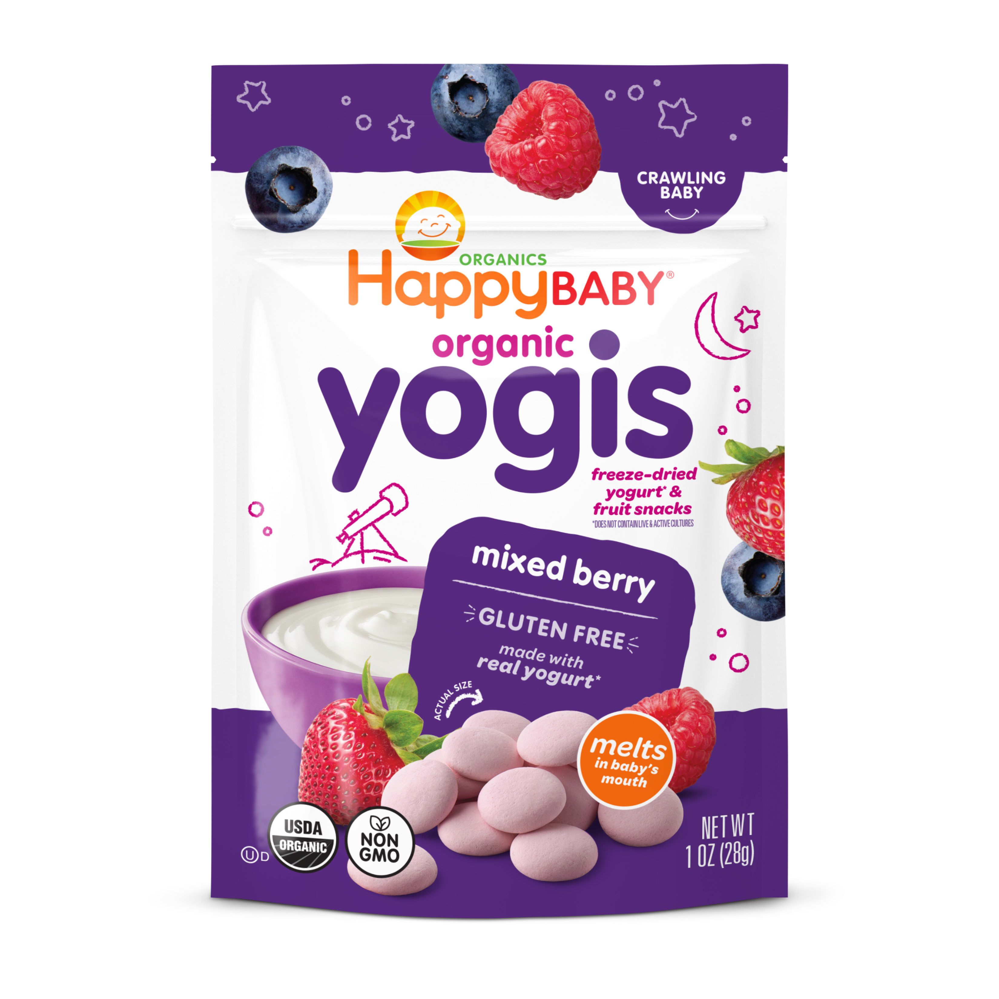 Organic Yogis Freeze-Dried Yogurt Fruit Snacks Mixed Berry