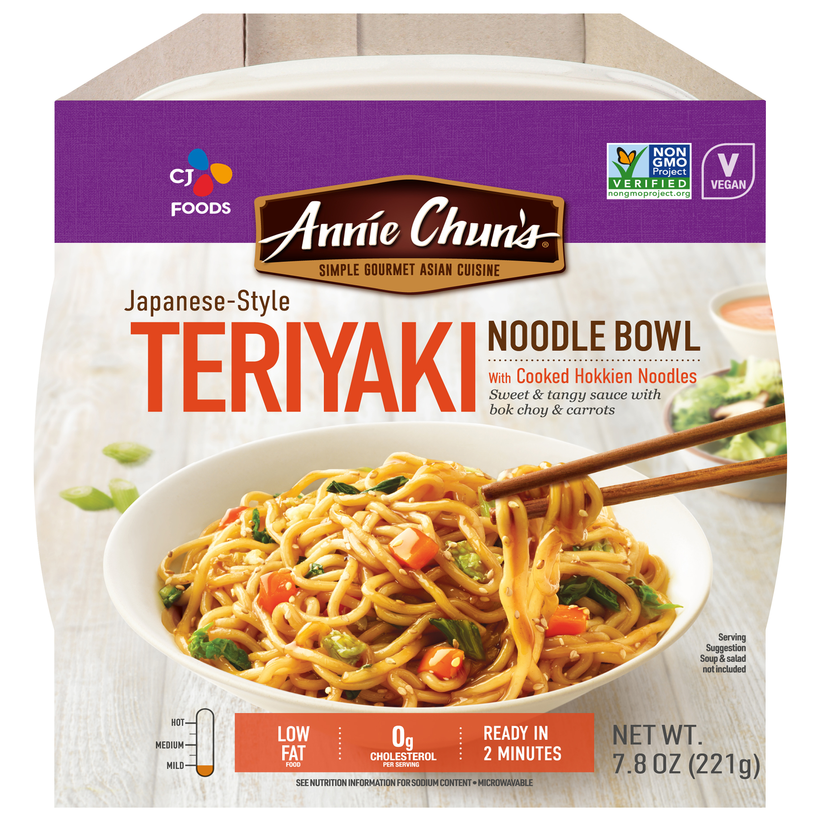 Japanese-Style Teriyaki Noodle Bowl with Cooked Hokkien Noodles Sweet & Tangy Sauce with Bok Choy & Carrots