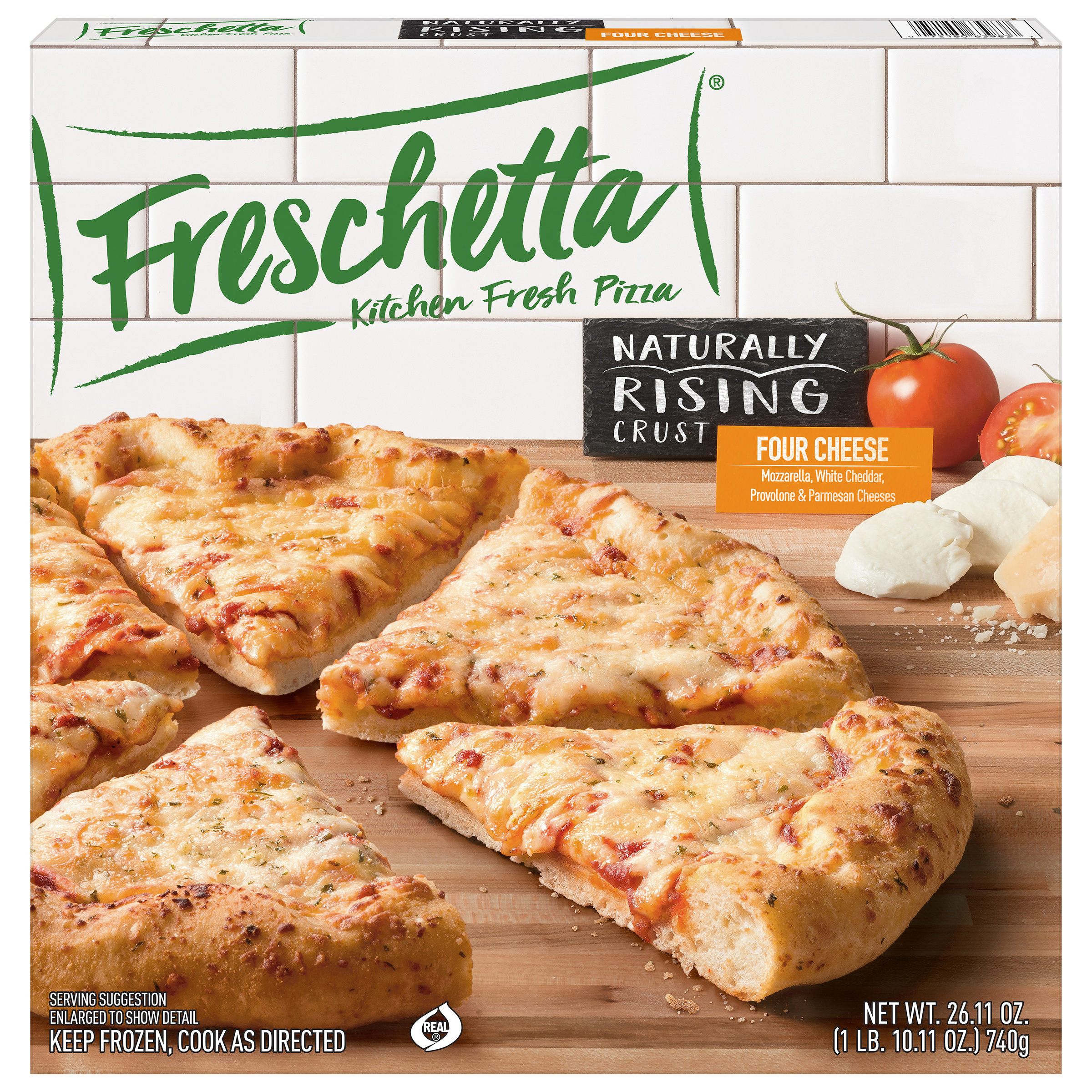 Four Cheese Mozzarella, White Cheddar, Provolone & Parmesan Cheeses Naturally Rising Crust Pizza