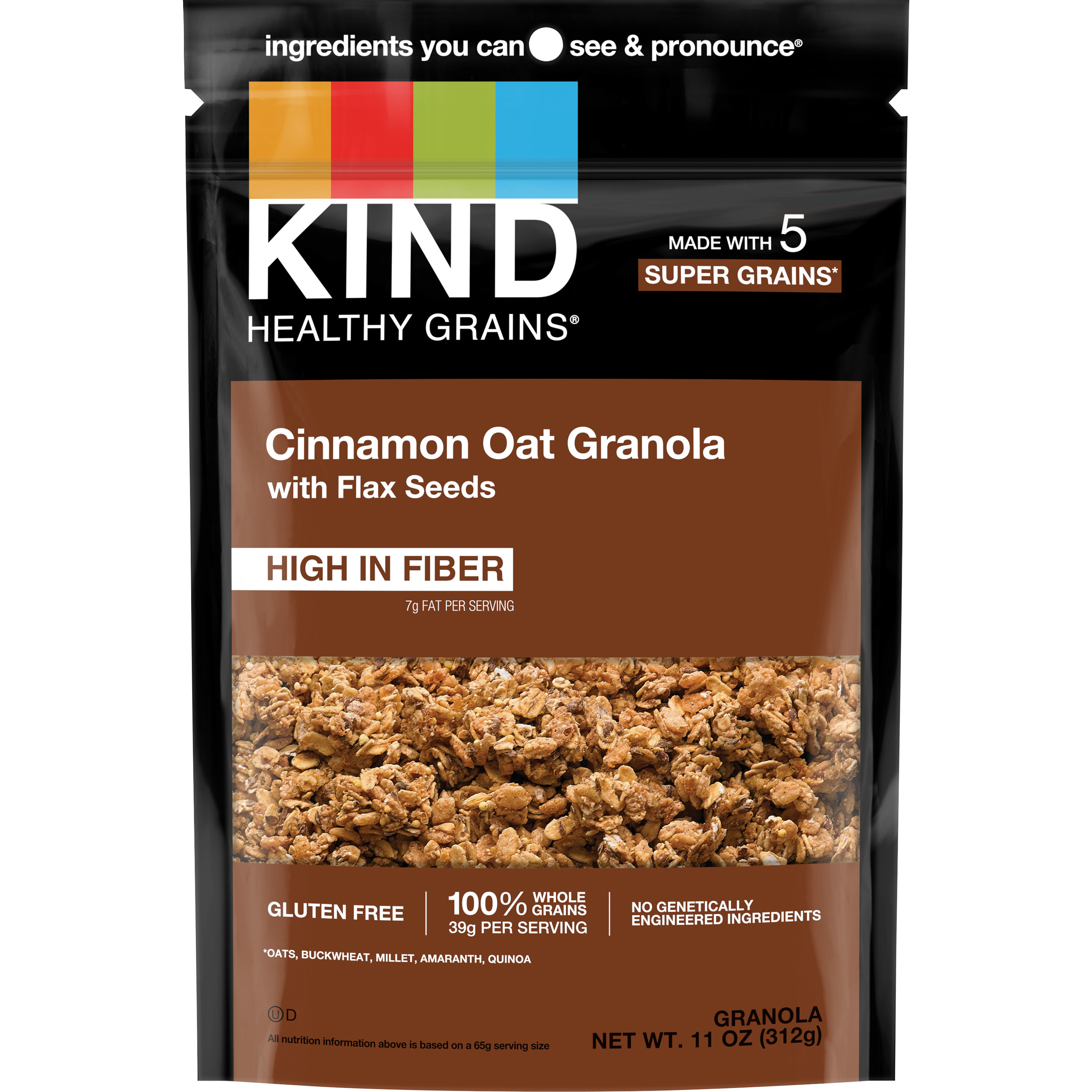 Kind Healthy Grain Cinnamon Oat Clusters Granola With Flax Seeds