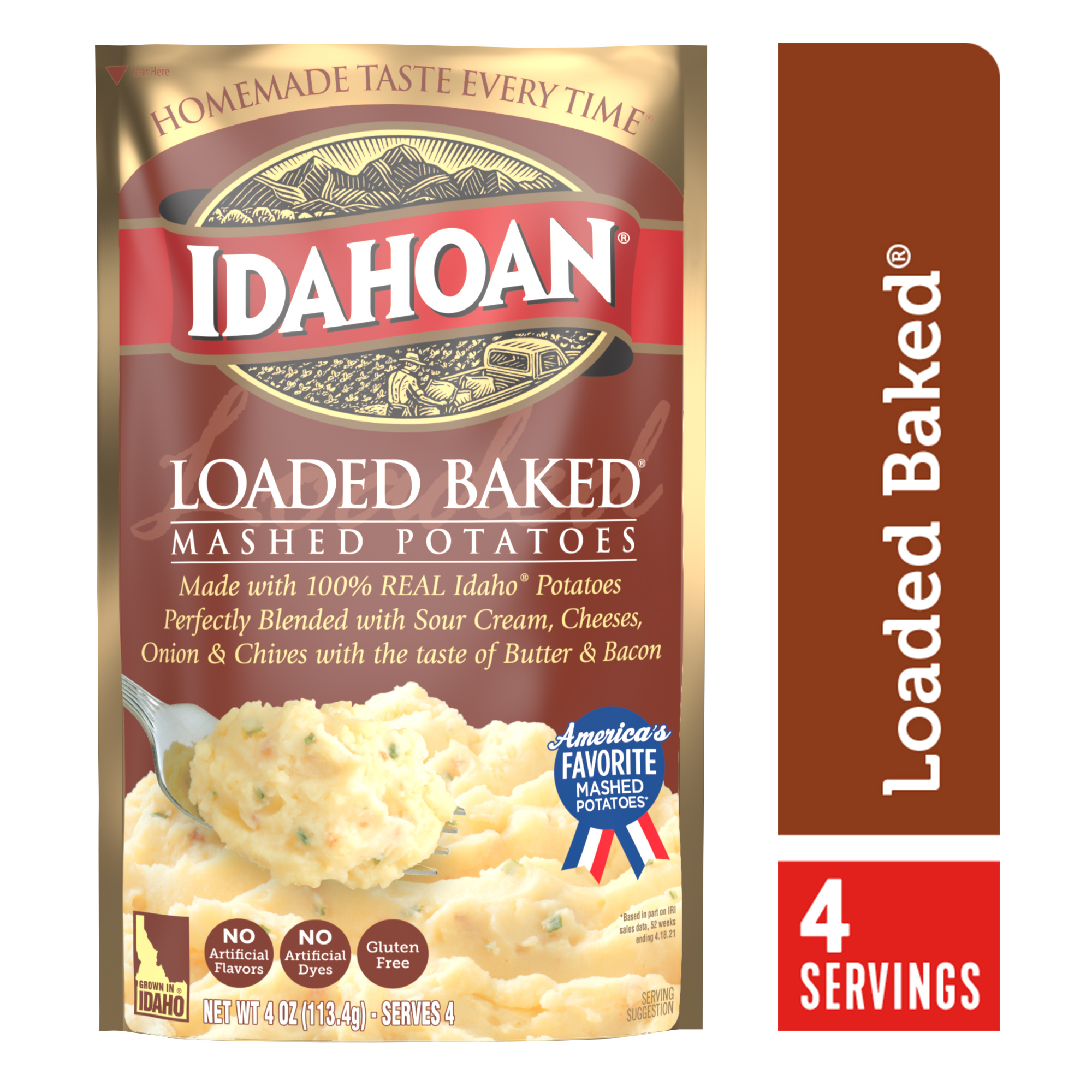 Loaded Baked Mashed Potatoes With Sour Cream, Cheeses, Onion & Chives With The Taste Of Butter & Bacon