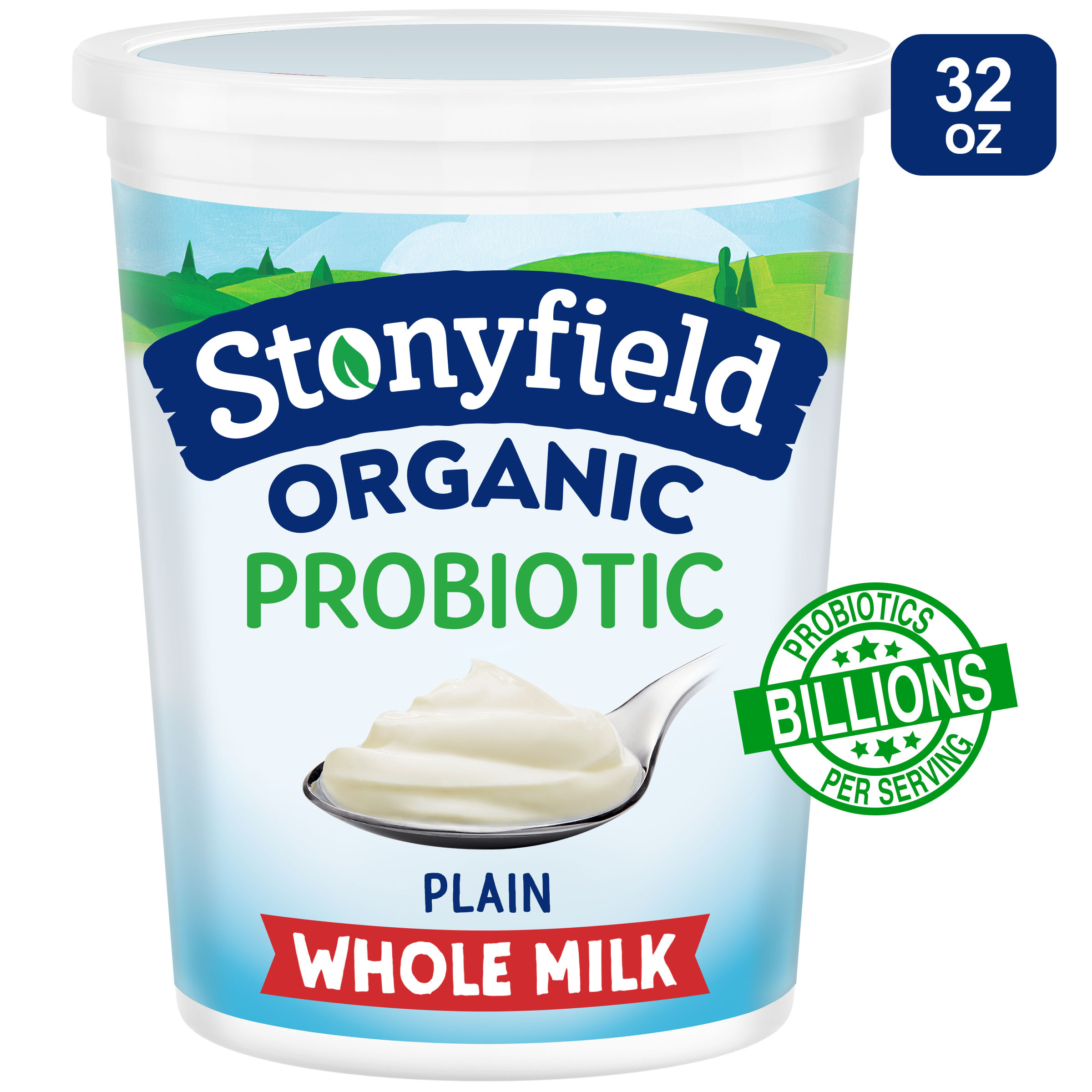 Stonyfield Organic Yogurt, Probiotic, Whole Milk, Plain