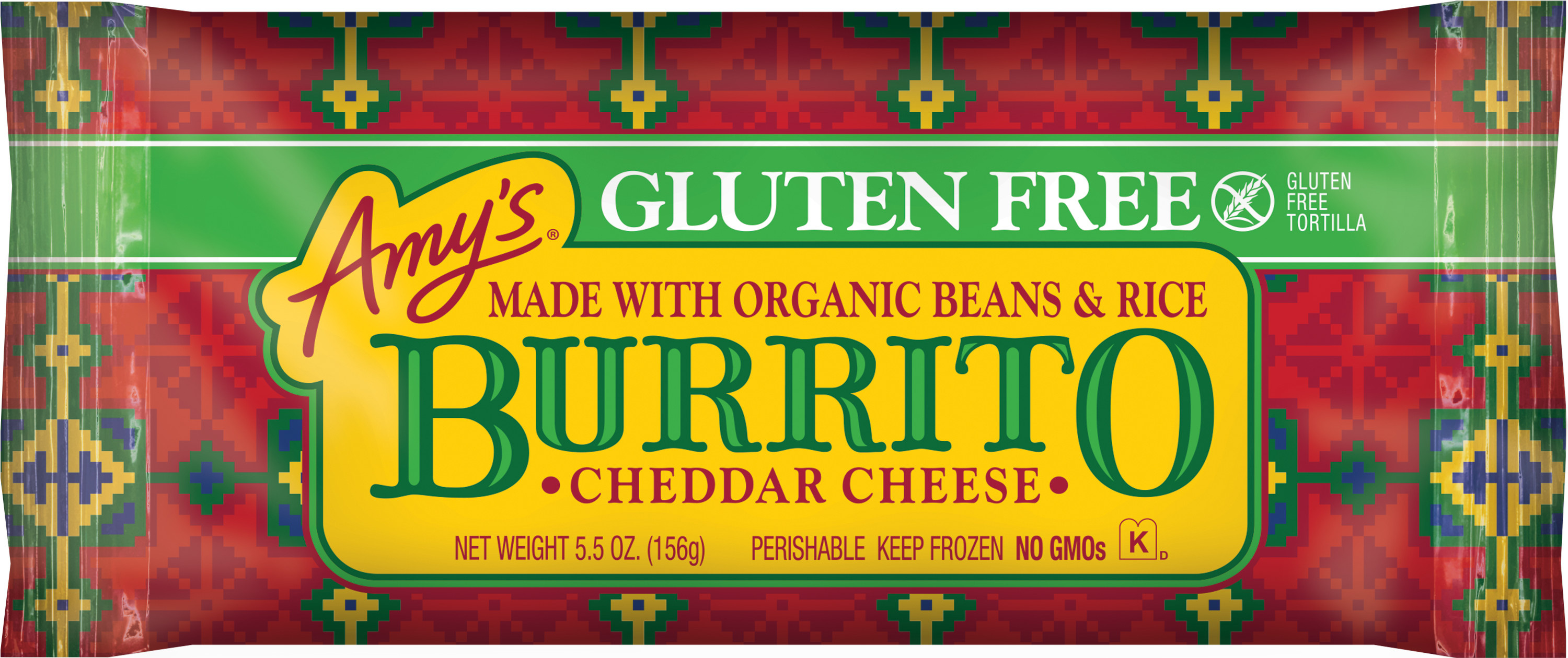 Cheddar Cheese Burrito Made With Organic Beans & Rice