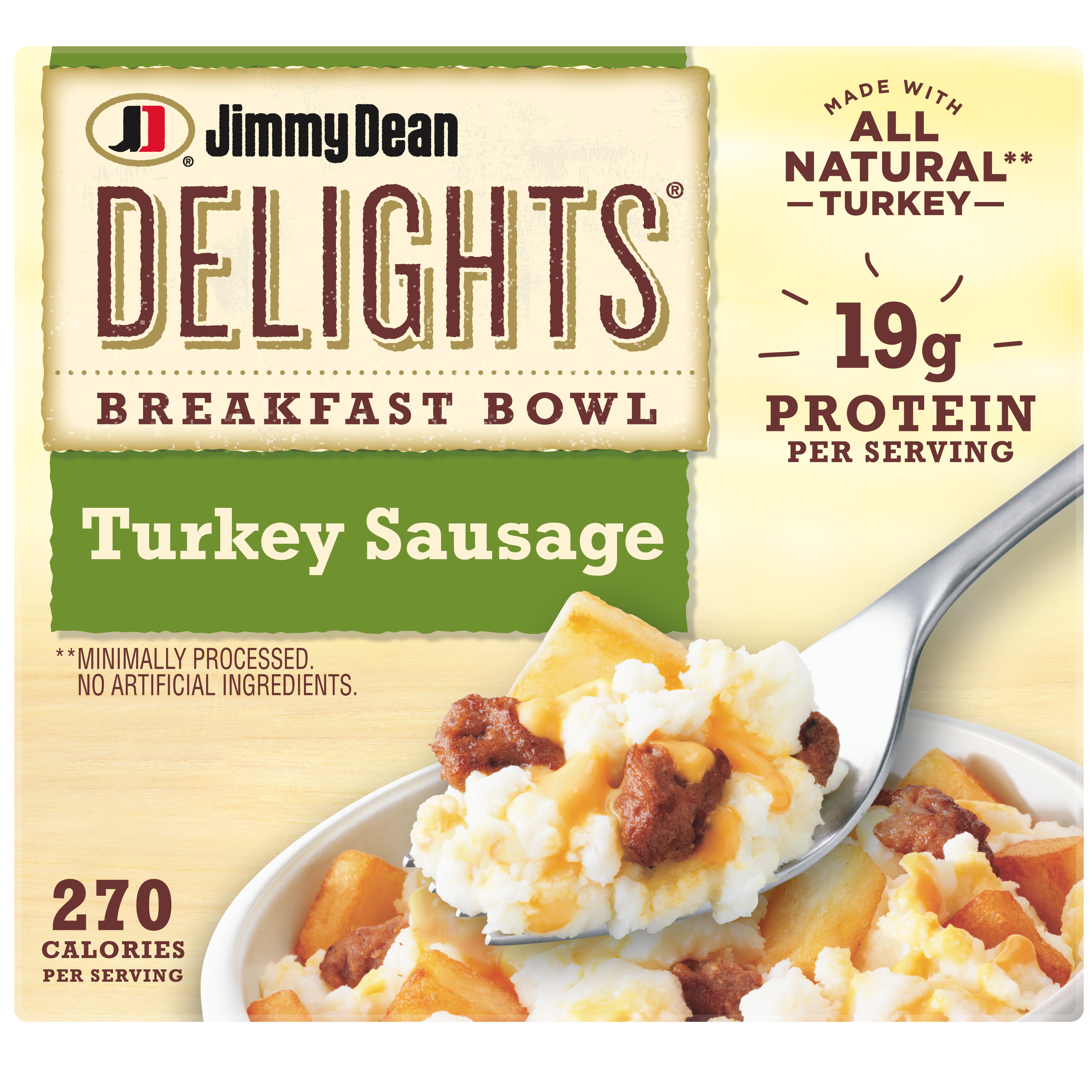 Turkey Sausage Scrambled Egg Whites, Diced Potatoes, Cheddar Cheese Breakfast Bowl